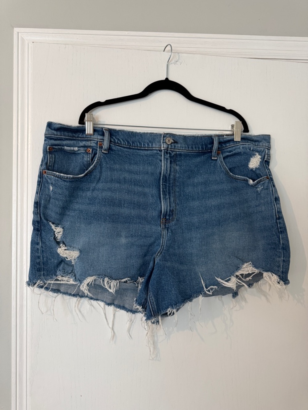 Abercrombie & Fitch Distressed Cutoff Denim Shorts - Blue